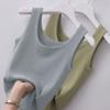 Camiseta sin mangas de color liso con cuello redondo para mujer, Ropa exterior de camiseta acanalada para verano
