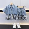 Ropa para Niños Traje de Verano para Niños Estilo Coreano Ropa Handsome para Niños 2025 Nuevo Conjunto Deportivo Delgado de Mezclilla de Dos Piezas para Niños