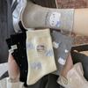 Calcetines de Algodón Puro de Media Pantorrilla Bordados con Lazo de Dibujos Animados para Mujer, Calcetines Coreanos Sin Costuras para Mujer, Estilo Delgado de Gato Peludo Kt Cat