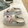 Versátiles y a prueba de erroresZuecos de EVA desmontables para exteriores para mujer, sandalias de verano, zapatillas cerradas de cuero negro con forma de estrella de mar