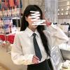 Temporada 2025 Nuevo Estilo Coreano Camisa Blanca Diseño para Mujer Top Estilo Universitario Más Fácil de Combinar Suelta Estudiante Camisa con Corbata