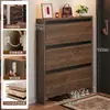 Armário de Sapatos com Tampa Flip-Top de Madeira Maciça para Entrada de Casa, Armário Estreito para Armazenamento para Uso Interno e Externo, Sapateira Estreita para Corredor