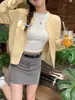 Cardigã Outono Vermelho Peça de Roupa Externa Feminina Fino Novo Estilo Primavera Outono Casaco Suéter Solto Top de Tricô Cashmere