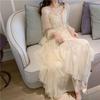 Terno feminino novo francês primeiro amor oranggu grandiflorum vestido de fada super fino sling vestido de manga comprida dois conjuntos de mulheres