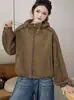 Chaqueta con capucha de moda estilo coreano para mujer, nuevo modelo otoño 2026, corte holgado, juvenil, elegante, chaqueta versátil