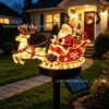 Producto navideño nuevo transfronterizo: Adorno Navideño para Jardín con Papá Noel y trineo de renos con luces solares