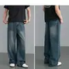 Jeans para Hombre Sudeste Asiático Lavados de Pierna Ancha Hombres Retro Desgastados Sueltos de Pierna Recta Pantalones Venta al por Mayor