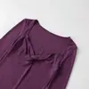 Top base de manga larga con cuello en V retorcido, de estilo europeo y americano moderno, puro y sexy, para mujer, camiseta de manga larga ajustada y adelgazante.