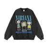 Sudadera con Estampado de Banda Otoño e Invierno Diseño de Sudadera con Capucha Callejera Europea y Americana Street Retro Talla Grande Holgada Sudadera