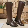 2026 Botas Largas Talla Grande Estilo Británico Comercio Exterior Botas Elegantes Hasta la Rodilla Botas Altas para Mujer Botas de Piel Versátiles