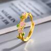 Nuevo Anillo Flor de Durazno Primavera Durazno Borracho Anillo de Flor Tridimensional para Mujer Diseño de Esmalte de Vidrio Anillo de Dedo de Alta Calidad