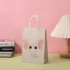 Bolsa de papel kraft para embalaje de fiestas, bolsa de mano con diseño de elefante de dibujos animados, bolsa de compras al por mayor