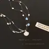 Collar Simple de Concha de Estrella de Mar de Perla Azul para Mujer Estilo Súper Hada Vacaciones Junto al Mar Hermoso Exquisito Cadena Clavicular Combinable