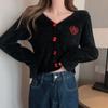 Cárdigan Suéter Chaqueta Rosa de Cuello en V Estilo Suave Temporada 2026 para Mujer en Otoño e Invierno Top de Manga Larga Slim Reductor de Edad Suave y Ceroso Trendy