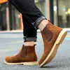 Botas Chelsea de Moda Cálidas Casuales de Negocios para Hombre, Nuevas de Otoño e Invierno, de Caña Media-Alta, Zapatos de Algodón y Cuero