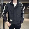 Chaqueta Casual Trendy Versátil para Hombre Primavera y Otoño 2025 Nuevo Color Bloque Rayas Ropa de Trabajo Chaqueta de Piloto