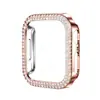 Aplicable a la Serie Apple 12 10 11 Funda Hueca con Pedrería de Doble Fila iWatch Ultra Funda Dura de PC Electrochapada a Prueba de Caídas