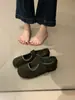 Zapatos Mary Jane planos de ante mate para mujer, zapatos planos casuales retro cómodos versátiles de punta redonda con cierre de velcro