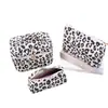 Bolso de Cosméticos de Pana con Estampado de Leopardo de Moda, Bolsa de Almacenamiento Portátil de Gran Capacidad, Neceser Portátil, Estuche para Lápices, Uso en Viajes y Hogar