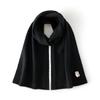 Bufanda de punto cálida de cachemira pura, tejido liso de 7 puntos, cuatro bordes planos, bufanda unisex gruesa y de moda bordada