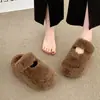 Zapatos planos de invierno nuevos 2026, de felpa peluda, tamaño pequeño, con forro extra grueso y forro polar para uso en exteriores, pantuflas para mujer