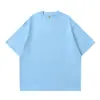 Camiseta Casual Unissex Gola Redonda Solta de Algodão Penteado 300G Resistente Estilo Americano Manga Curta Lisa com Ombros Caídos Não Transparente