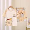 Ropa de Casa para Niños 2025 Verano Nuevo Versión Coreana Dibujos Animados Lindo Niños y Niñas Manga Corta Shorts Traje de Casa Venta al por Mayor
