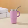 Taza de coche mini de 4 oz para viajes transfronterizos con asa, taza de hielo de acero inoxidable al vacío, taza de café portátil para exteriores con pajita
