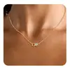 Diseño Casual Europeo y Americano Colgante de Collar con Circonita Cúbica en Forma de Corazón de 26 Letras Moda Ropa de Trabajo Generosa Cadena para Clavícula Joyería
