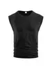 Camiseta chaleco para hombre transfronteriza Amazon verano nuevo color liso deportiva manga corta casual holgada cuello redondo sin mangas para hombre