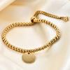 Pulsera de Moda Redonda de Perlas de Acero Inoxidable Ajustable Grabada con Láser Personalizada de Venta Caliente Transfronteriza Europea y Americana al por Mayor