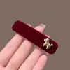 Pinza para el Cabello de Pony Red Velvet con Pedrería Estilo Coreano para Mujer, Nuevo Clip Lateral Elegante de Otoño e Invierno, Pasador, Pinza para el Flequillo, Accesorio para el Cabello