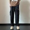 Pantalones de Trabajo Retro Japoneses para Hombre Transfronterizos Verano Diseño Holgado Nicho Bolsillos Múltiples con Solapa Casual Pierna Ancha Arrastrando el Suelo