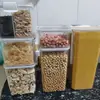 Caja de Almacenamiento Transparente Engrosada Sellada de Plástico de Grado Alimenticio, Frasco Cuadrado para Almacenar Snacks, Contenedor para Almacenar Granos