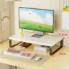 Suporte elevador de computador, prateleira para tela de monitor de mesa de escritório, suporte para armazenamento e organização de estação de trabalho, base com gaveta