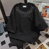 Camiseta de Algodón Puro de Manga Corta para Hombre, Tendencia de Lujo Pesado, Marca de Moda de Gama Alta, Verano, Versátil, Tendencia, Top de Cuello Redondo Ins