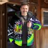 2023 Transfronterizo Nuevo Monstruo Verde de Piel Halloween Estampado Grinqi Ropa de Invierno Gruesa para Hombre con Capucha y Cremallera Ropa de Algodón Terciopelo