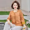 Casaco de Primavera para Mães acima de 50 anos, Elegante e Estiloso, Estilo para Mulheres de Meia-Idade e Idosas, Top Curto Bordado Estilo Chinês para Primavera e Outono