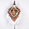Novo Lenço Estampado com Flores e Franjas Estilo Étnico Primavera Outono Inverno Viagem Feminino Lenço Quadrado Bordado Lenço para Ambiente com Ar Condicionado