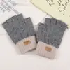 Guantes de Punto de Lana de Alpaca para Mujer, Lindos, Forrados de Felpa, Engrosados, Compatibles con Pantalla Táctil, Sin Dedos, para Estudiantes, Escribir, Oficina, Otoño e Invierno
