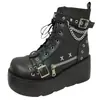 Botines Martin Originales Night Knight para chica popular, suela gruesa, punta redonda, super geniales, hebilla, cordones decorativos, Botines Martin