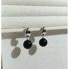 Pendientes Elegantes de Estilo Francés Nicho Aguja de Plata 925 Ónix Negro Bola Redonda Nuevo Estilo Diseño Ins Pendientes de Lujo Ligero para Mujer B109