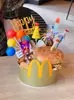 Decoración para pastel de cumpleaños de McDonald's enchufable roja creativa oso de cubo de cumpleaños casero vela digital bandera de hamburguesa