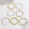 Pulsera de Perlas de Alta Gama a la Moda para Mujer Anillo Decorativo Sencillo con Perlas Doradas Conjunto de Joyería Exquisito de Lujo Ligero Apilable