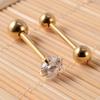 Acero Inoxidable Electrochapado Transfronterizo Diente Externo Lengua Uña 14g Zircón Uña de Lengua Multicolor Personalizado Perforación Bola de Acero Anillo de Lengua