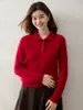 Suéter de punto de cachemira de estilo simple con medio cuello para mujer, jersey de manga larga, simple y versátil, top cálido para usar como capa base