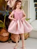 Vestido de princesa com flor de rosa para meninas, tule rosa, para meninas pequenas, adequado para o Dia das Crianças, estilo europeu e americano, disponível para dropshipping transfronteiriço