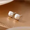 Pendientes Cuadrados de Perla de Plata de Ley S925 Qianjia Nuevos 2025 Pendientes Más Vendidos Nicho Lujo Ligero Pendientes de Alta Gama para Mujer