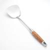 Espátula de Aço Inoxidável 304 com Cabo de Madeira de Pera, Conjunto de 6 Peças para Cozinha, Colher de Sopa, Pegador de Macarrão, Espátula para Fritar, Espátula Grande para Peixe, Cabo Longo, Antiderrapante