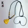Tienda de Oro Mismo Estilo Arena Dorada Alta Retención de Color Colgante de Buda con el Carácter "Fu" y Cara Sonriente, Cadena de Suéter Tejida